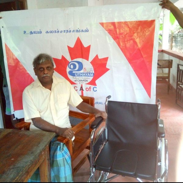 மானிப்பாயை சேர்ந்த வில்லியம் சத்தியசீலன் என்பவருக்கு wheel chair வழங்கப்பட்டது